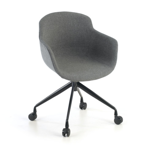 Silla Confidente Ivonne, Giratoria con ruedas, Tapizada - Negro