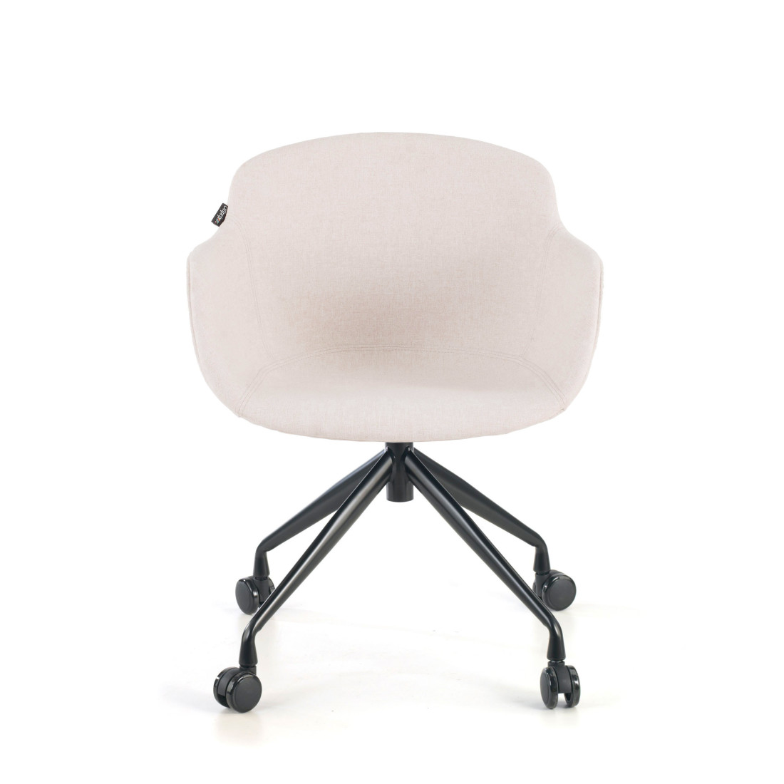silla confidente beige ivonne giratoria con ruedas tela 3