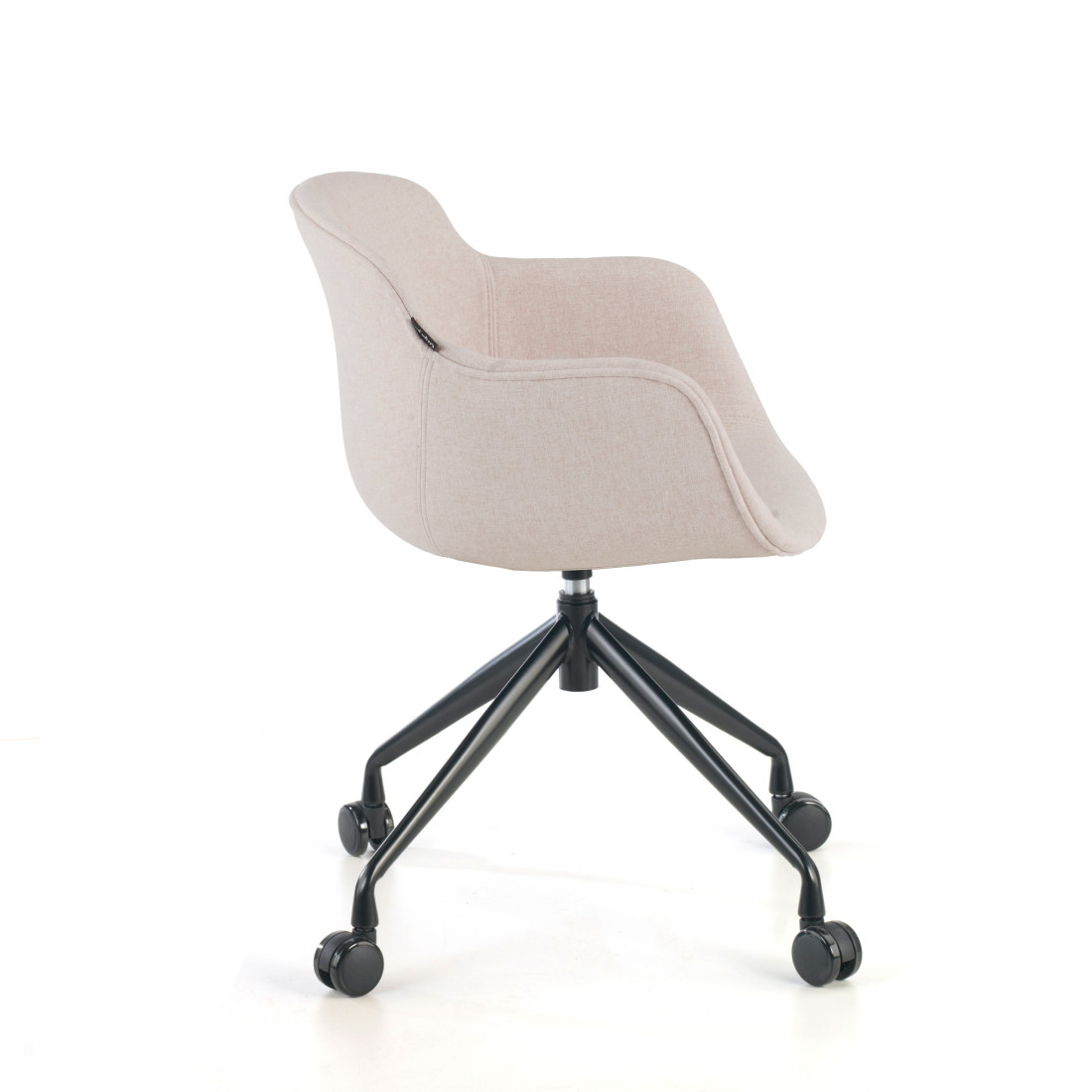 silla confidente beige ivonne giratoria con ruedas tela 5