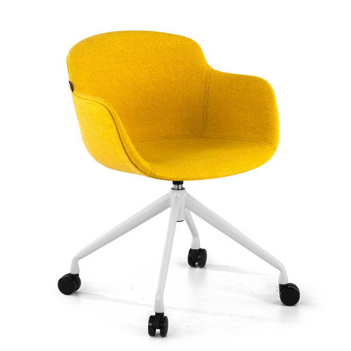 Silla Confidente Ivonne, Giratoria con ruedas, Tapizada - Blanco