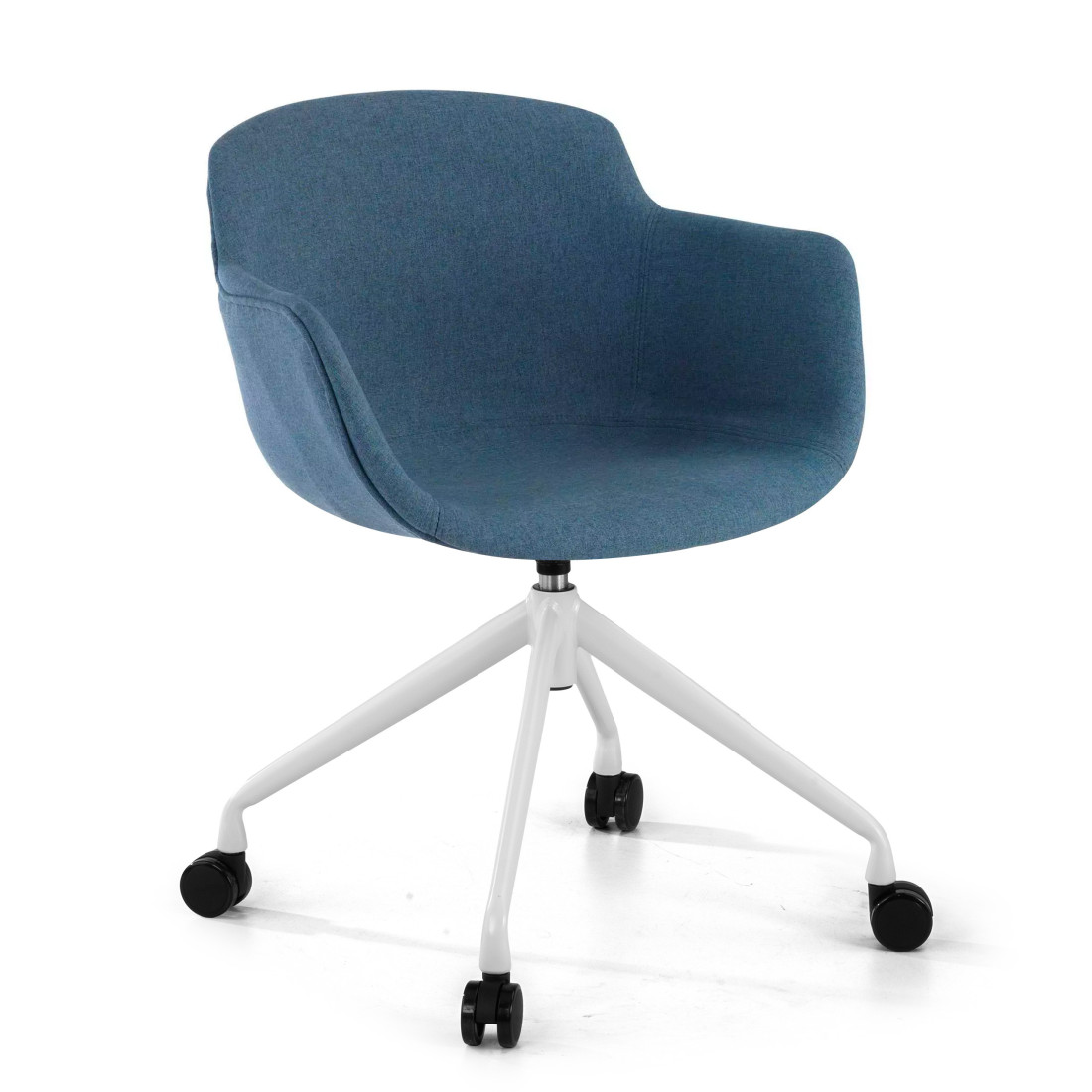 silla confidente azul ivonne giratoria con ruedas tela 1