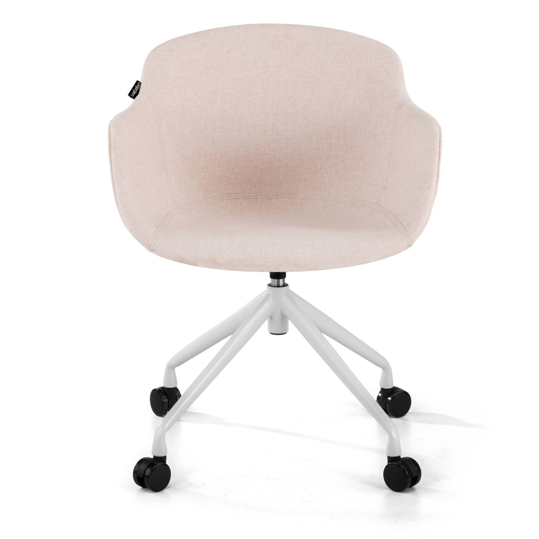 silla confidente beige ivonne giratoria con ruedas tela 3