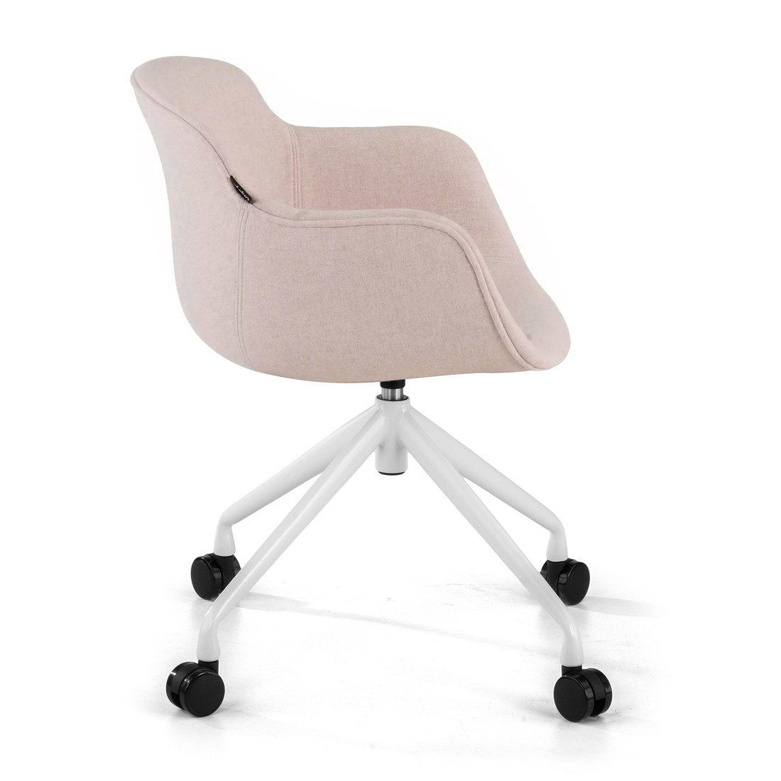 silla confidente beige ivonne giratoria con ruedas tela 4