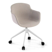 Silla Confidente Ivonne, Giratoria con ruedas, Tapizada - gris, Blanco