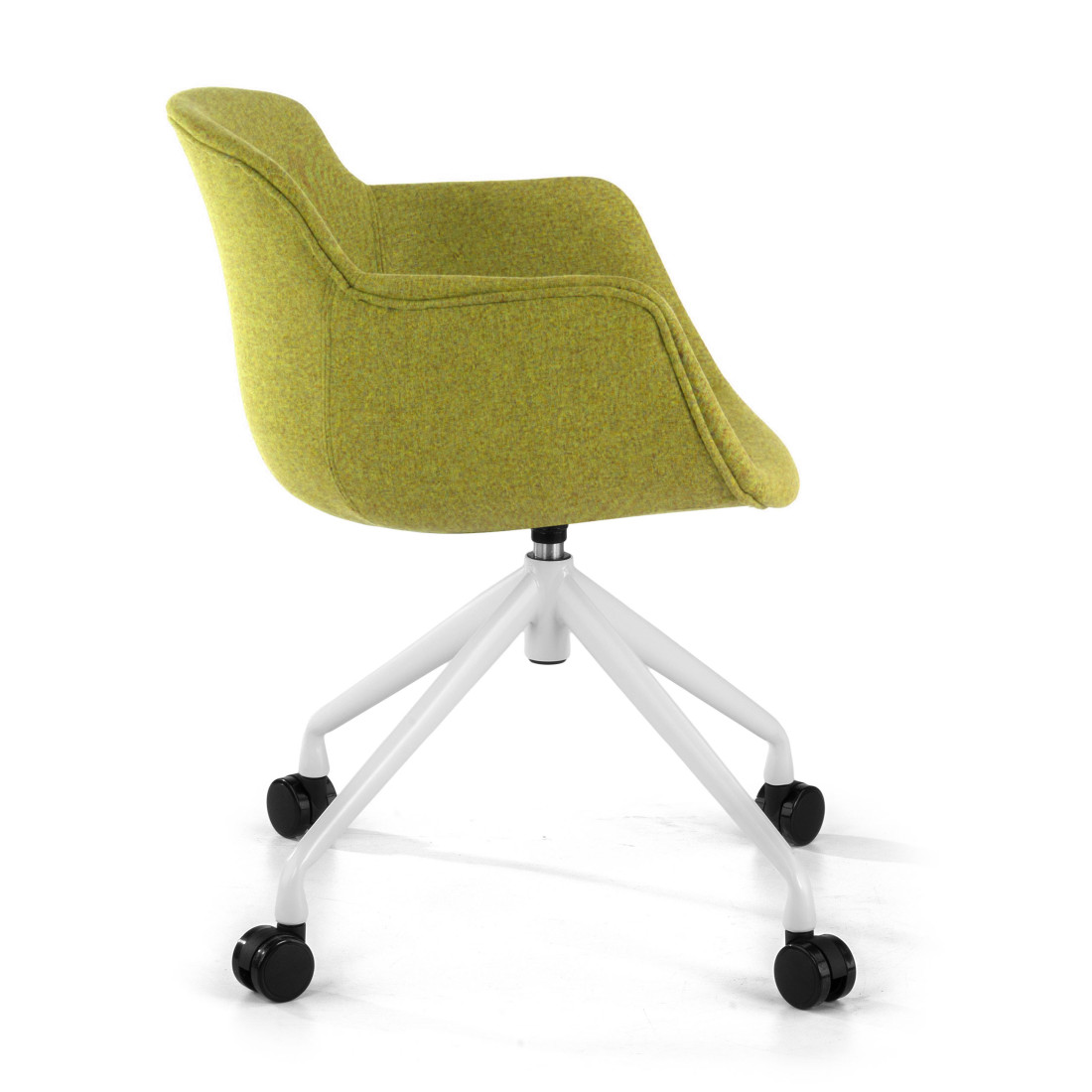 silla confidente verde ivonne giratoria con ruedas tela 4