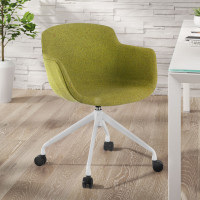 Silla Confidente Ivonne, Giratoria con ruedas, Tapizada - VERDE, Blanco Second image