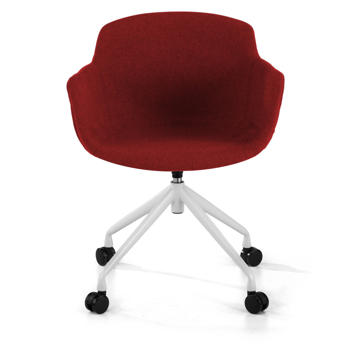 silla confidente rojo ivonne giratoria con ruedas tela 3