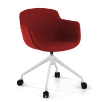 Silla Confidente Ivonne, Giratoria con ruedas, Tapizada - ROJO, Blanco