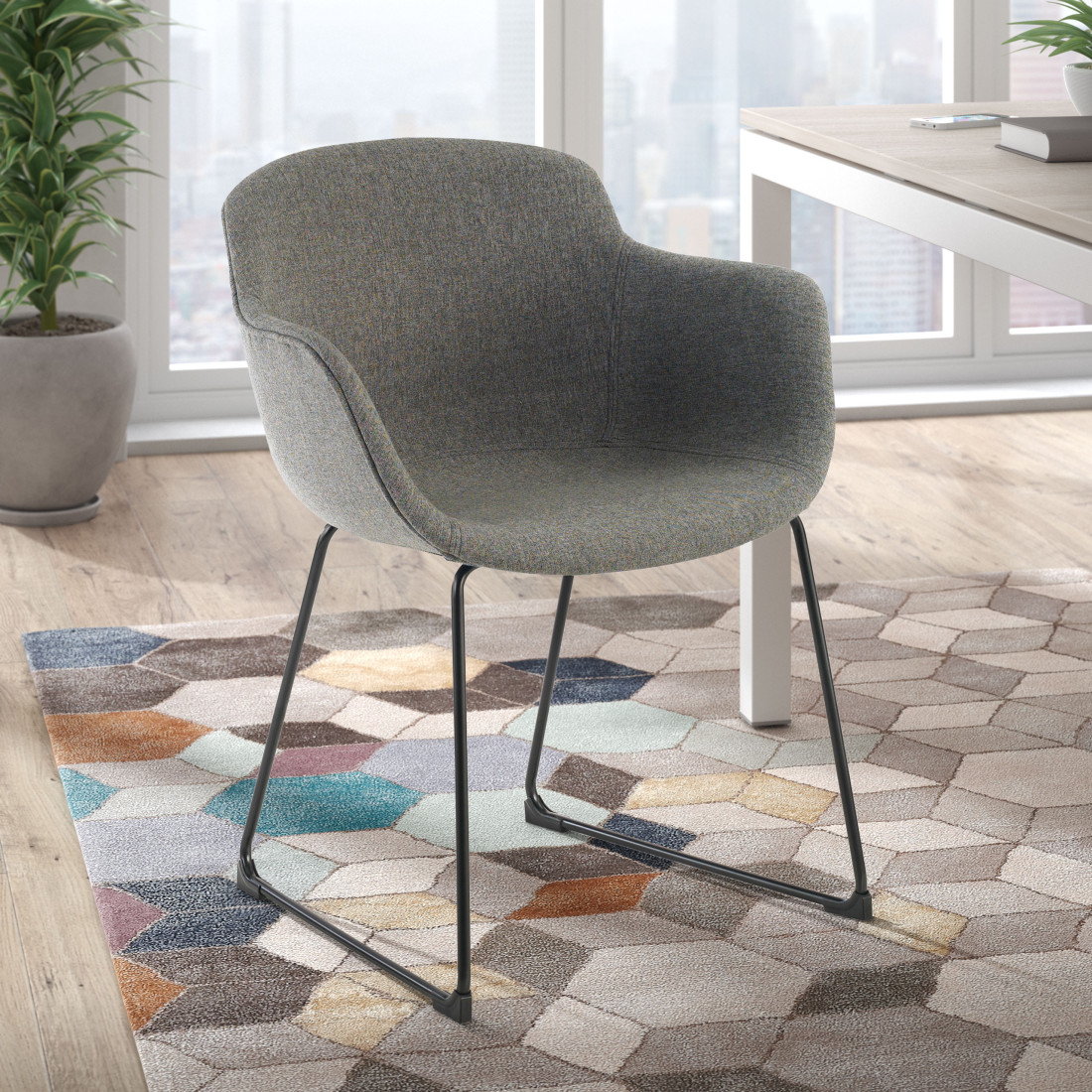 silla confidente antracita ivonne estructura patin malla 2