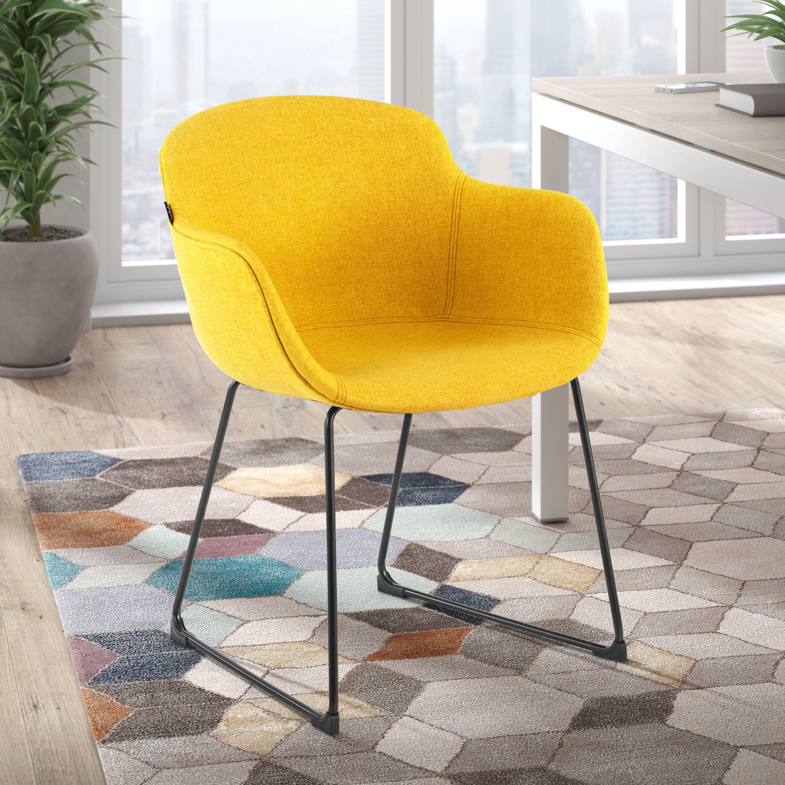 silla confidente amarillo ivonne estructura patin malla 2