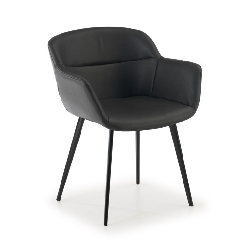 Silla confidente Anne, 4 patas Ecopiel - Negro