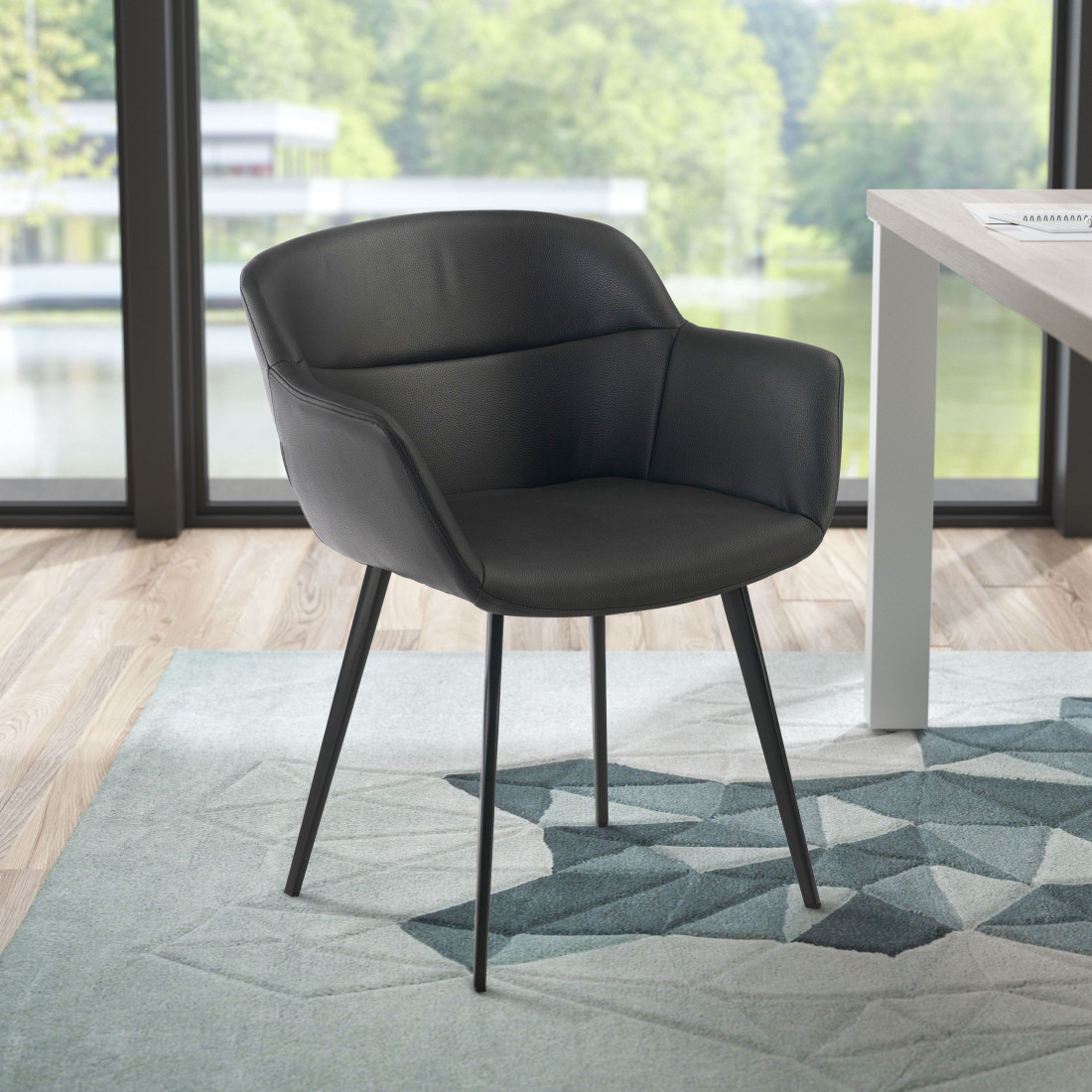 silla confidente negro anne 4 patas piel sintetica 2