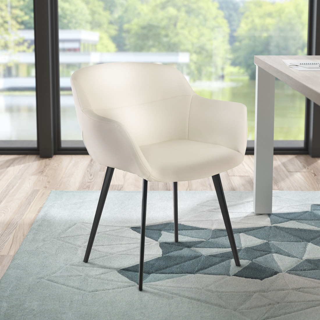 silla confidente blanco anne 4 patas piel sintetica 2