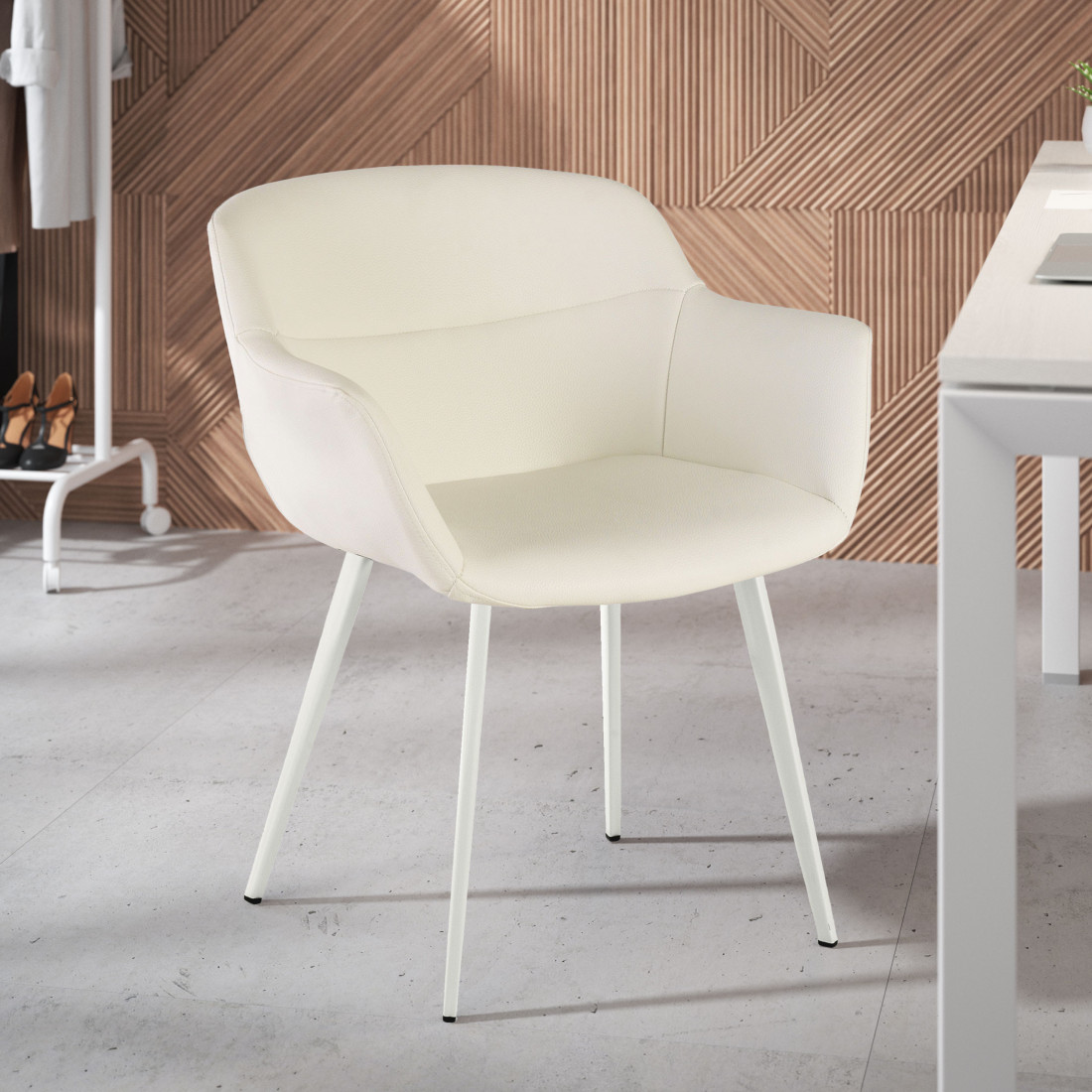 silla confidente blanco anne 4 patas piel sintetica 2