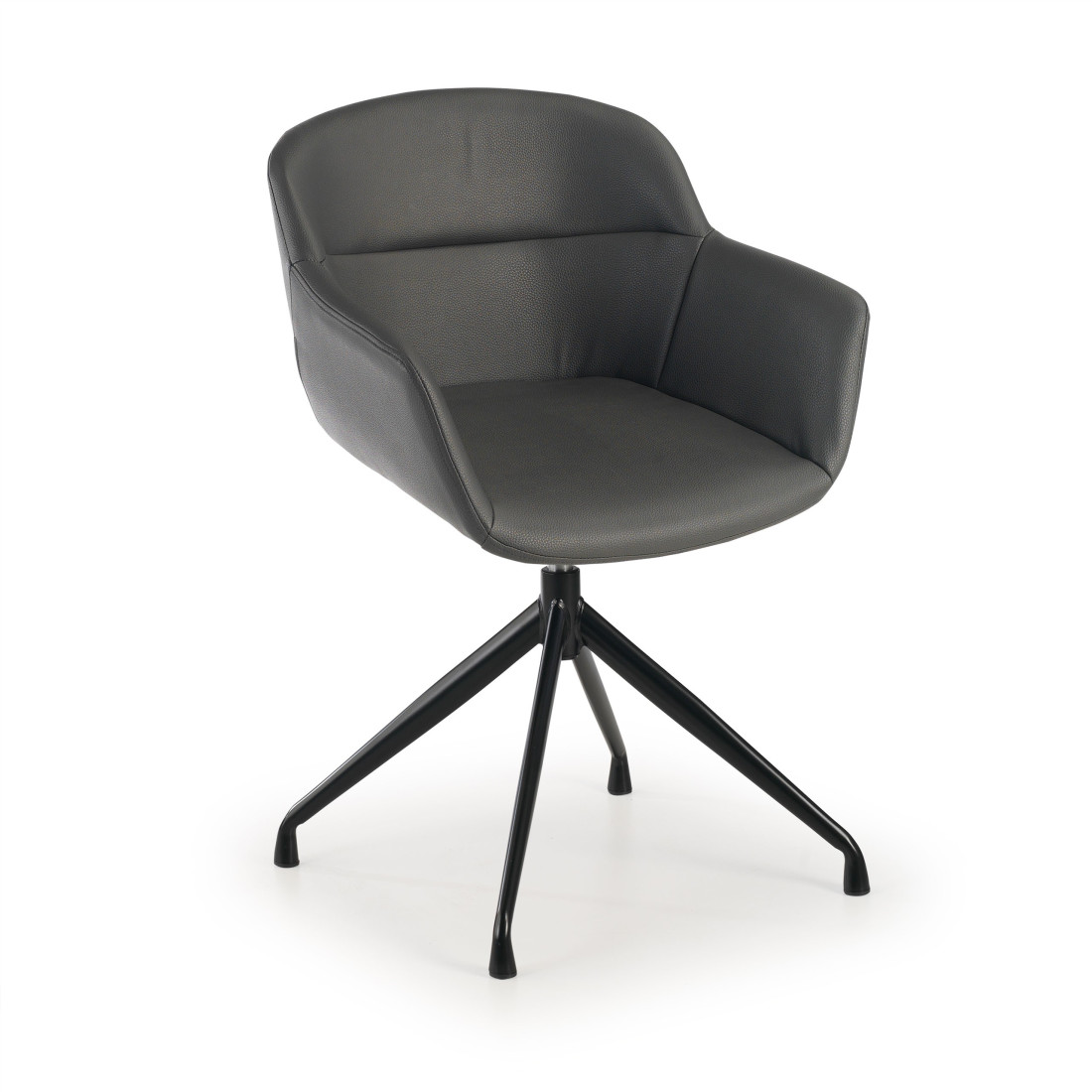 silla confidente gris anne base piramide piel sintetica 1