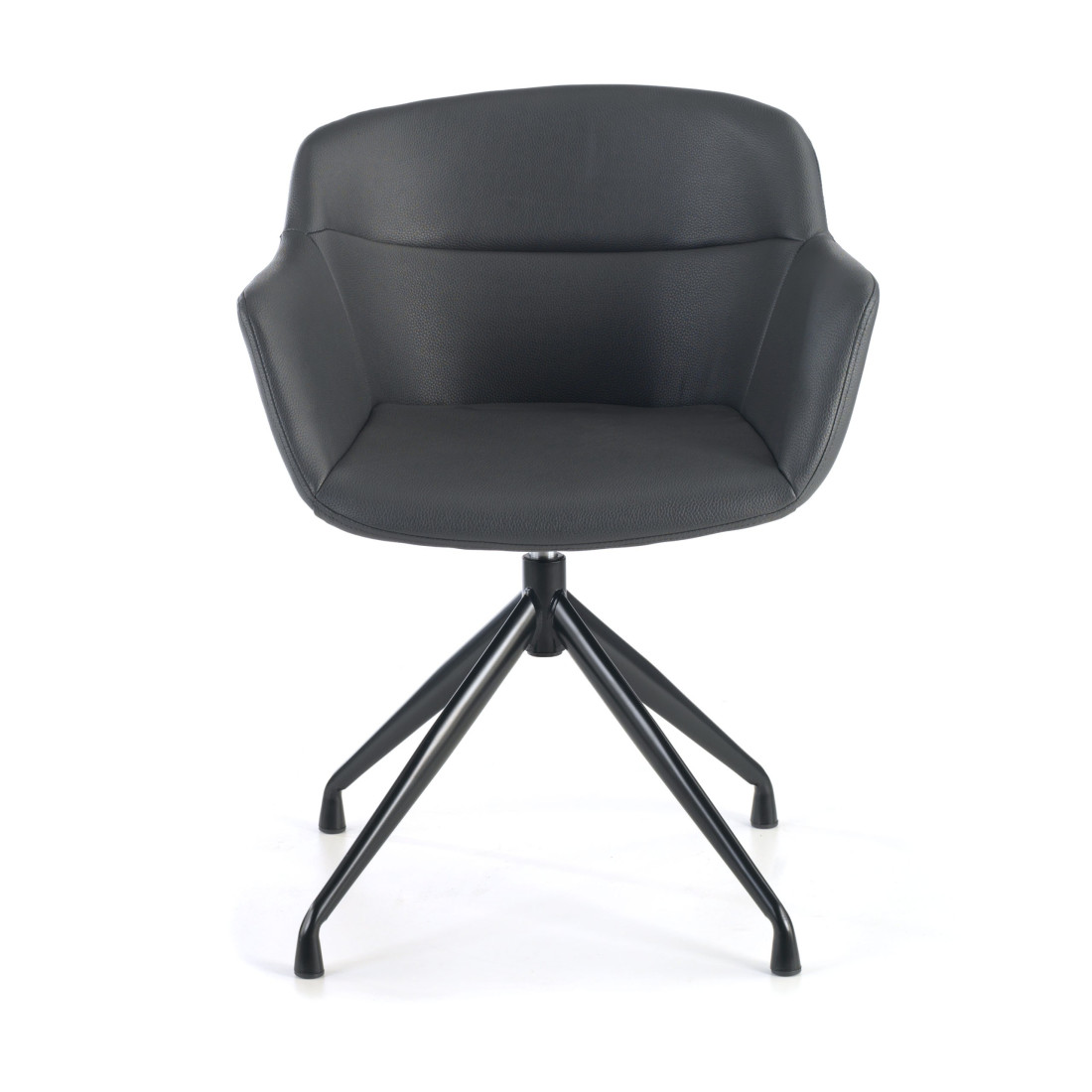 silla confidente gris anne base piramide piel sintetica 2