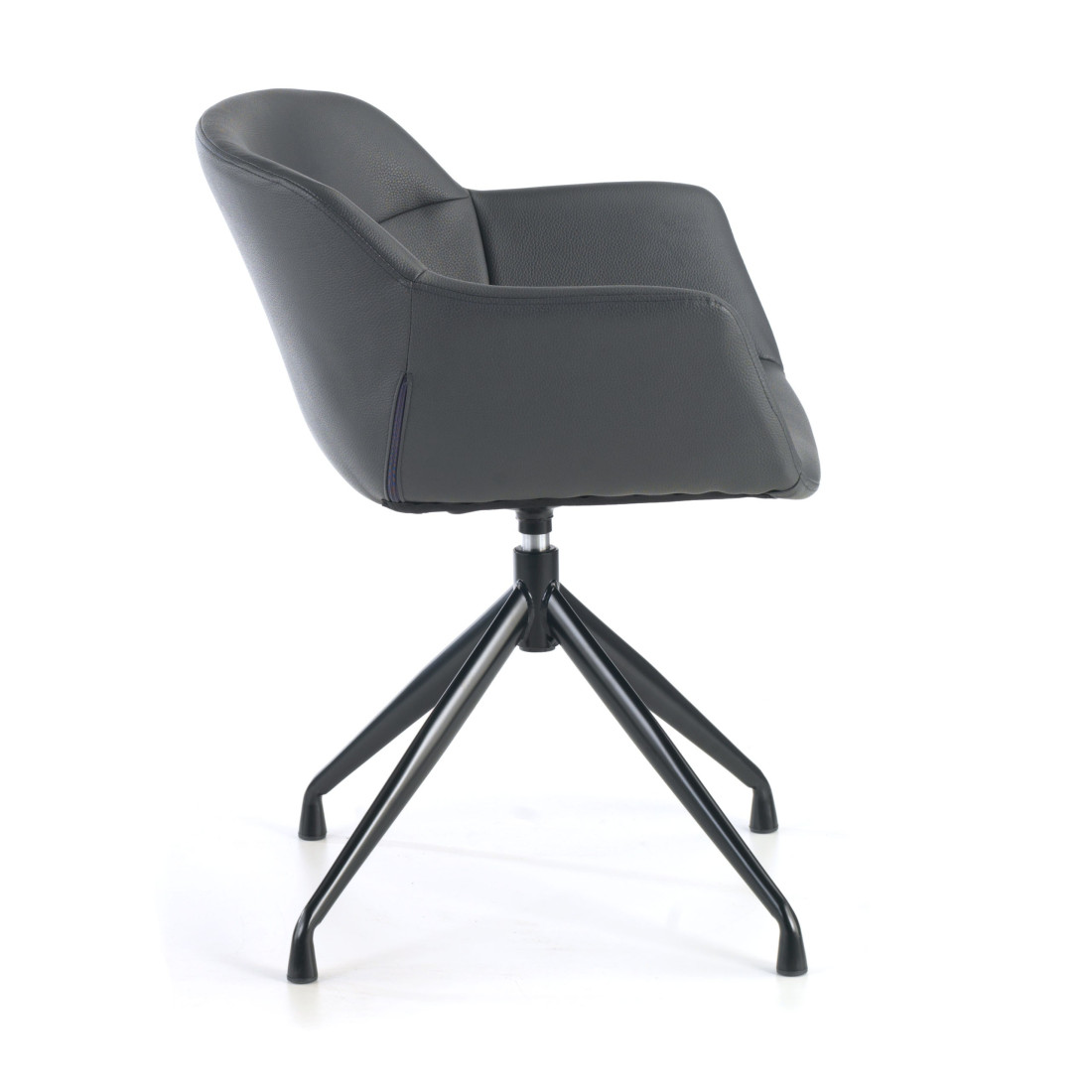 silla confidente gris anne base piramide piel sintetica 5