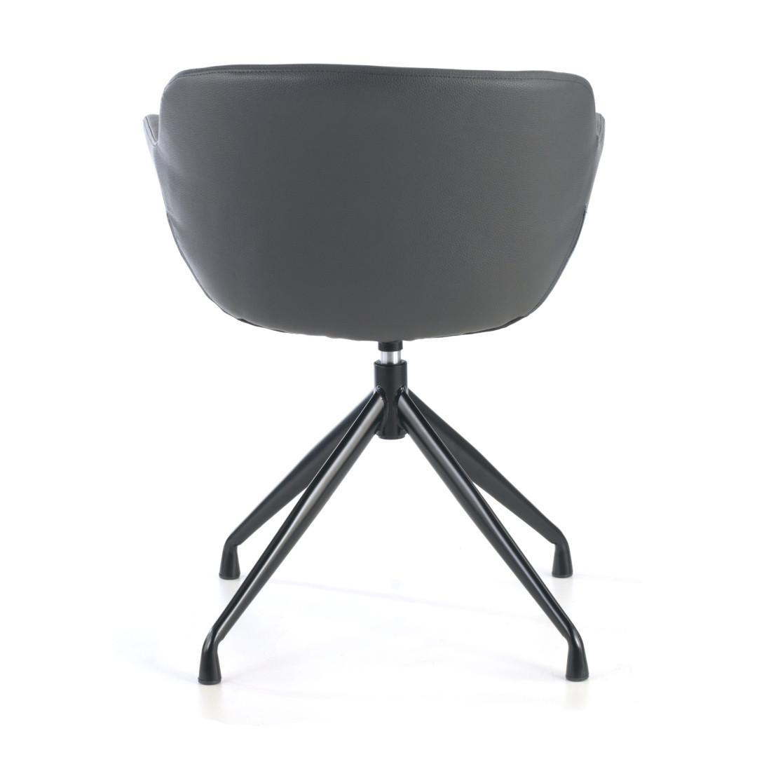 silla confidente gris anne base piramide piel sintetica 4