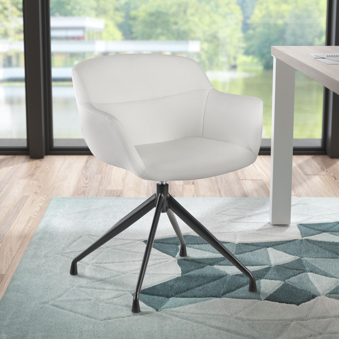 silla confidente blanco anne base piramide piel sintetica 2