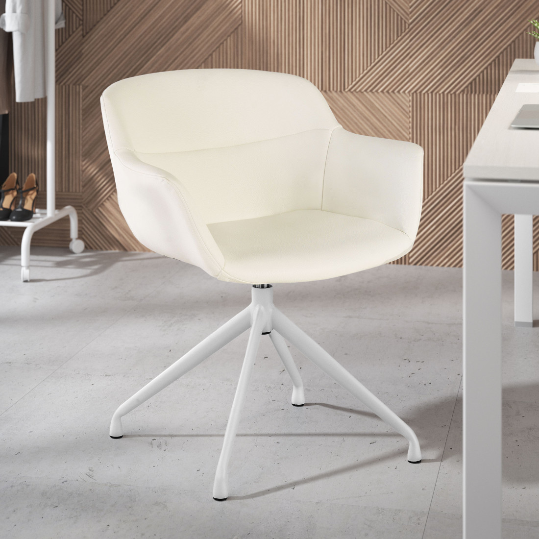 silla confidente blanco anne base piramide piel sintetica 2