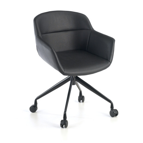 Silla confidente Anne, Giratoria Ruedas Asiento Ecopiel - Negro