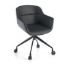 Silla confidente Anne, Giratoria Ruedas Asiento Ecopiel - NEGRO