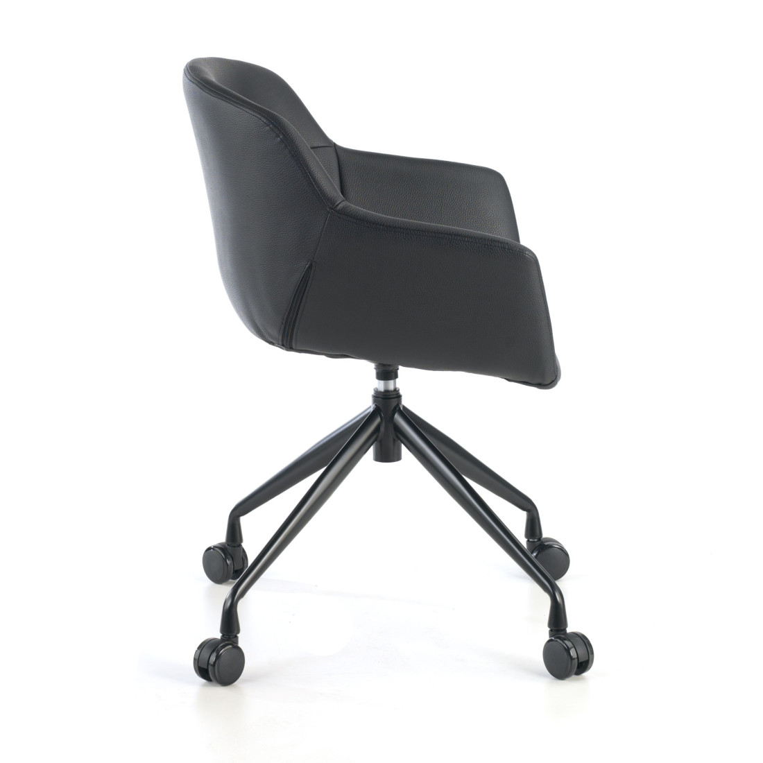 silla confidente negro anne con ruedas piel sintetica 7