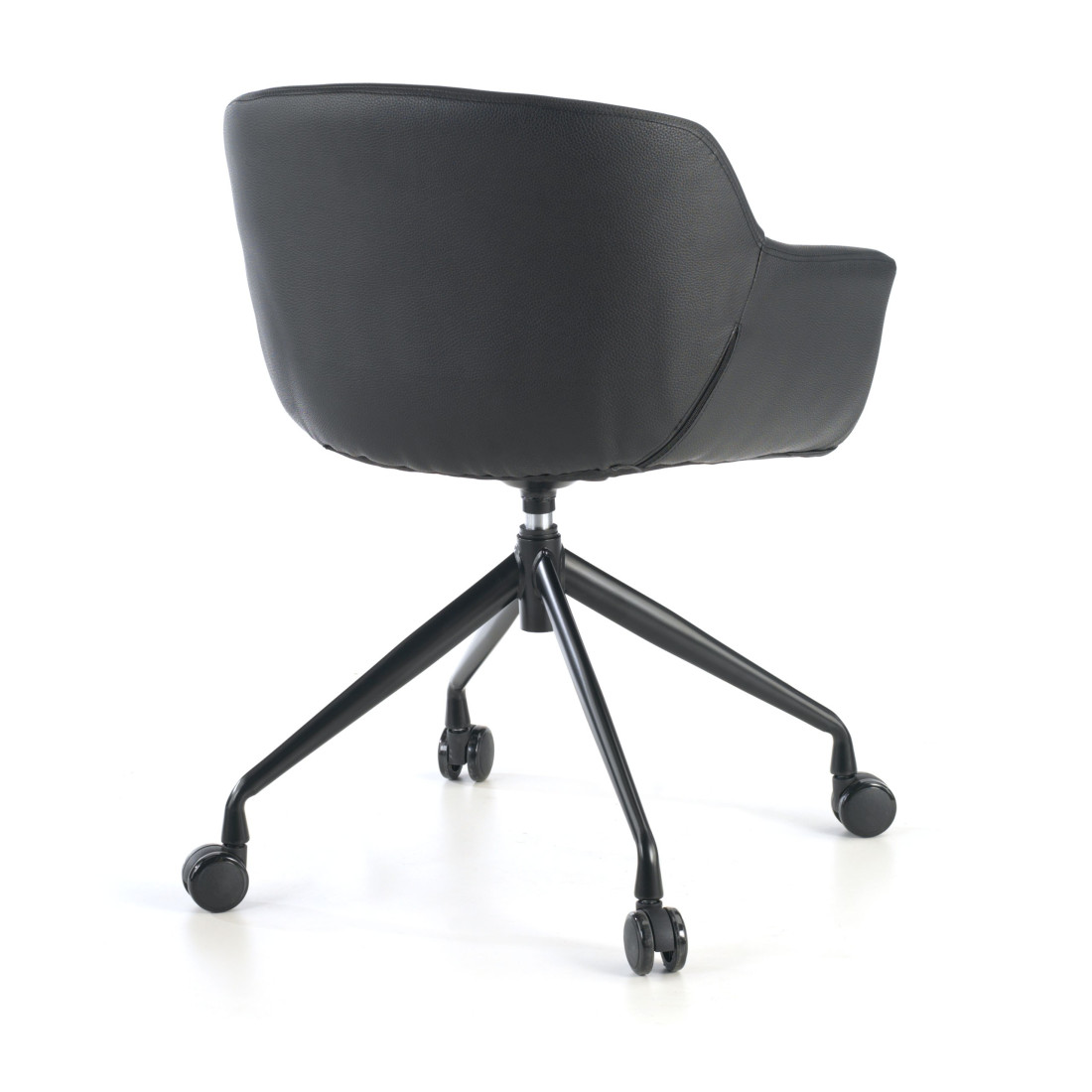 silla confidente negro anne con ruedas piel sintetica 4