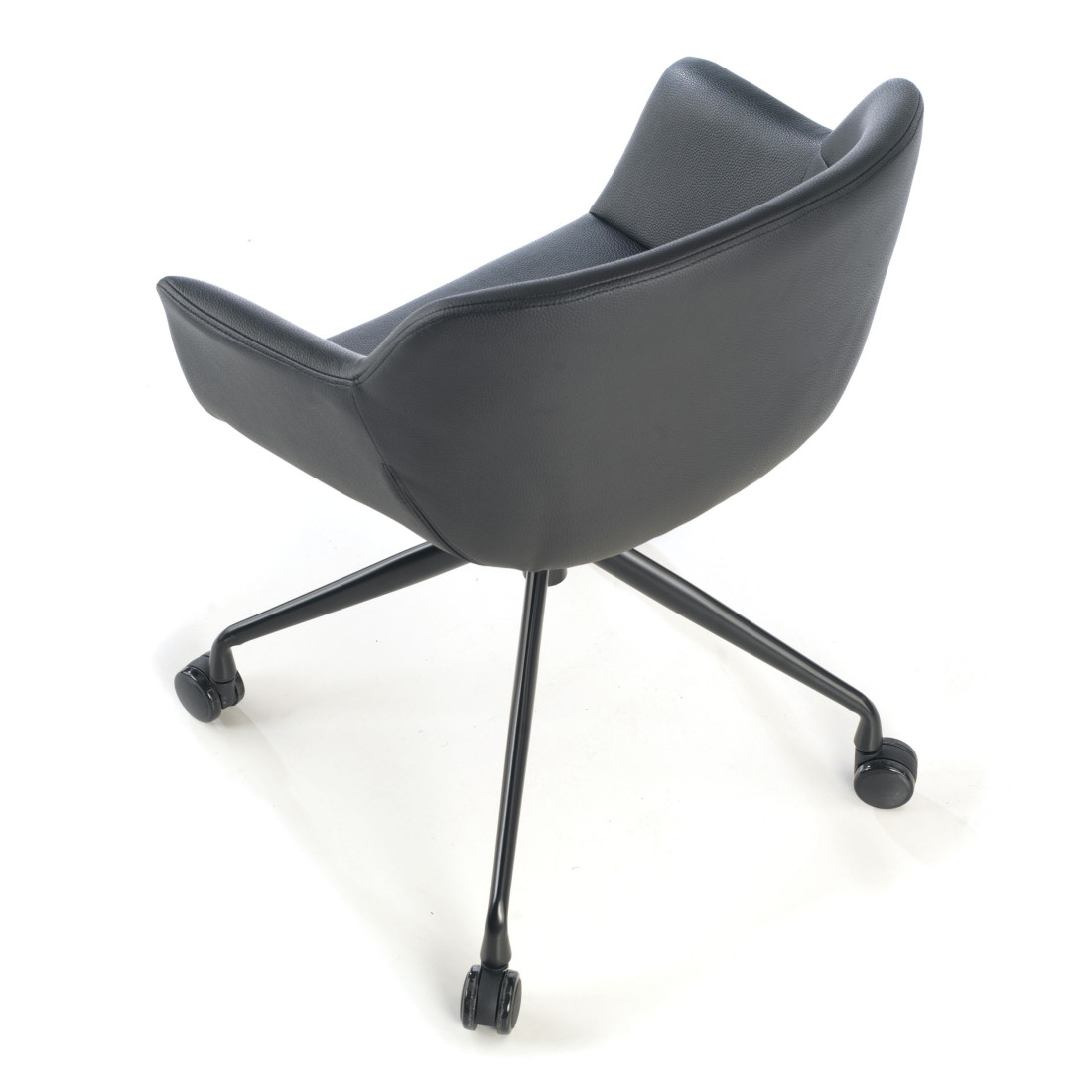 silla confidente negro anne con ruedas piel sintetica 5