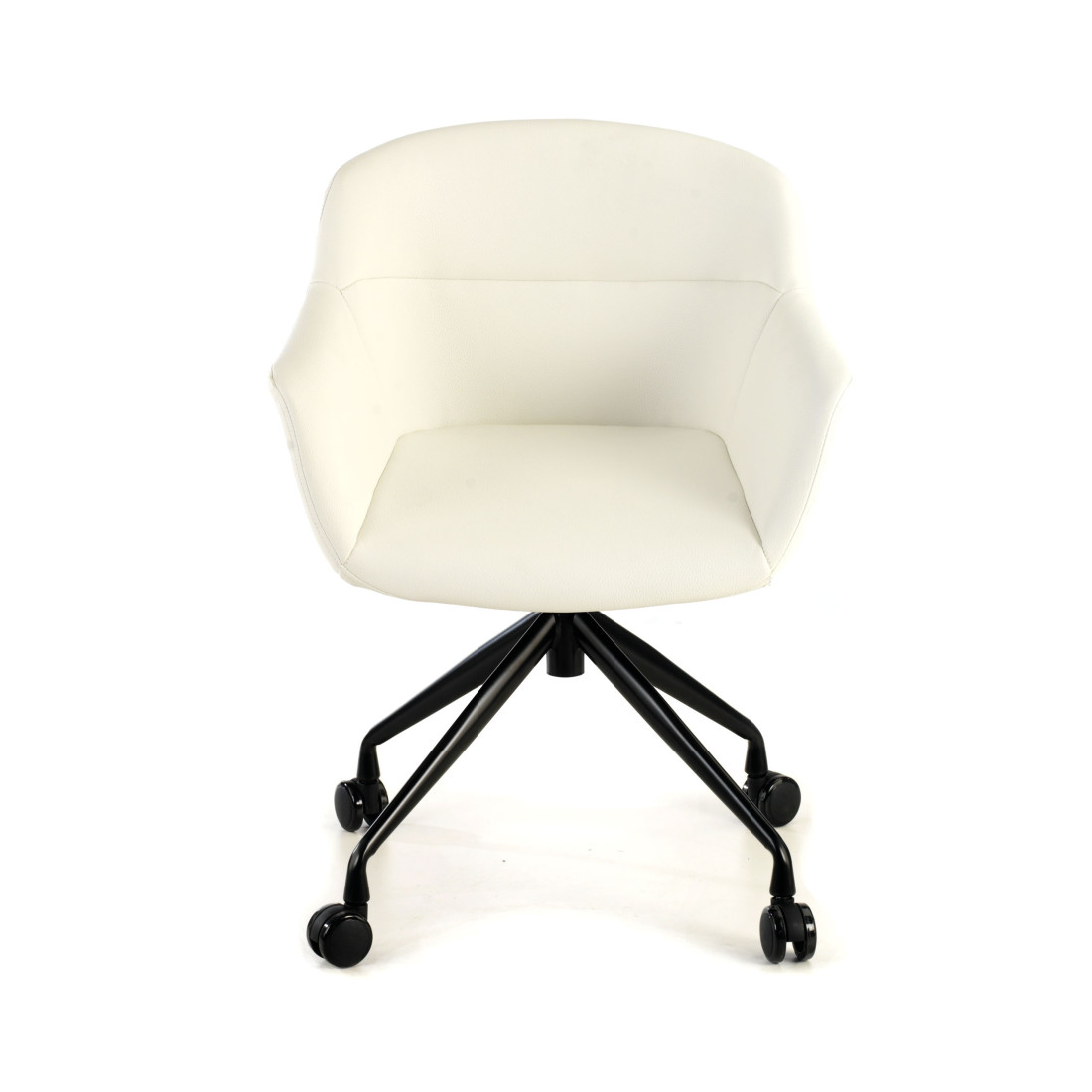 silla confidente blanco anne con ruedas piel sintetica 3