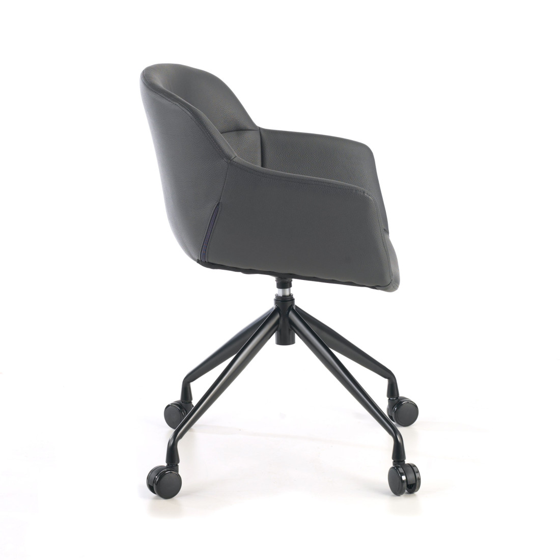 silla confidente gris anne con ruedas piel sintetica 5