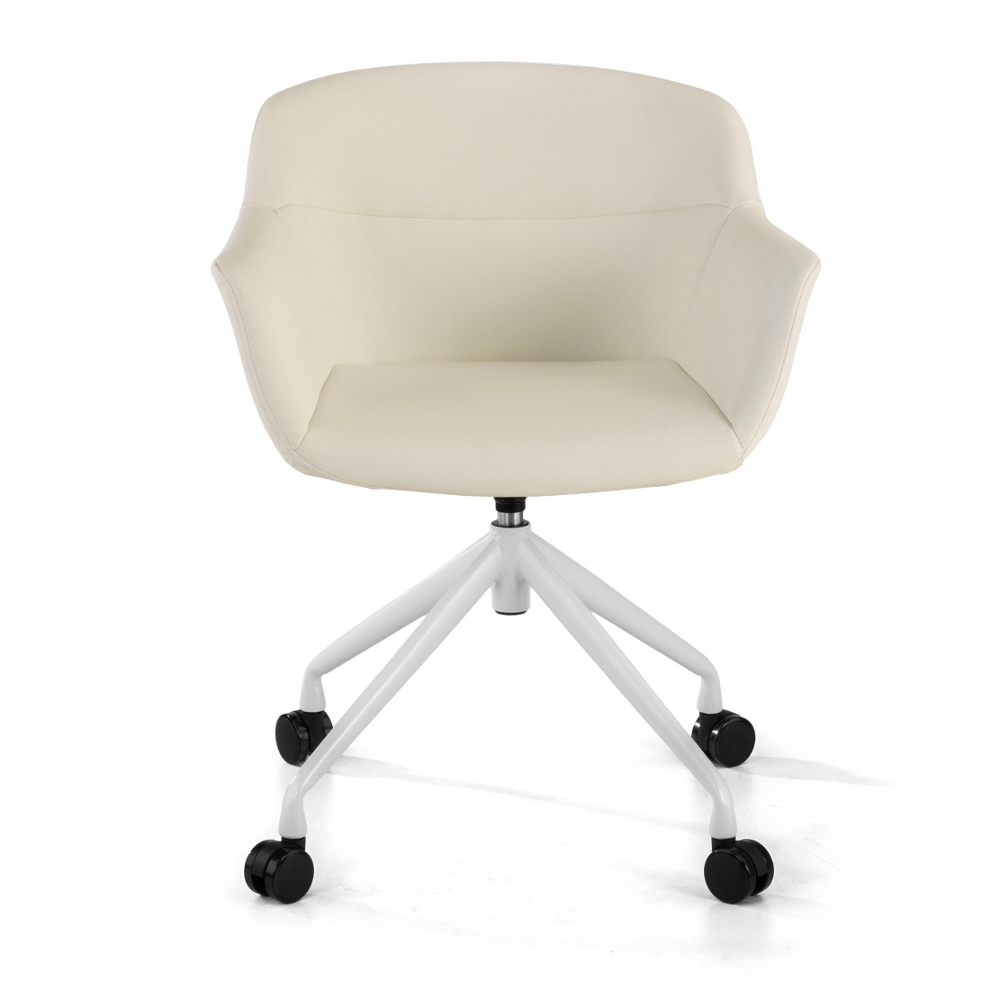 silla confidente blanco anne con ruedas piel sintetica 3