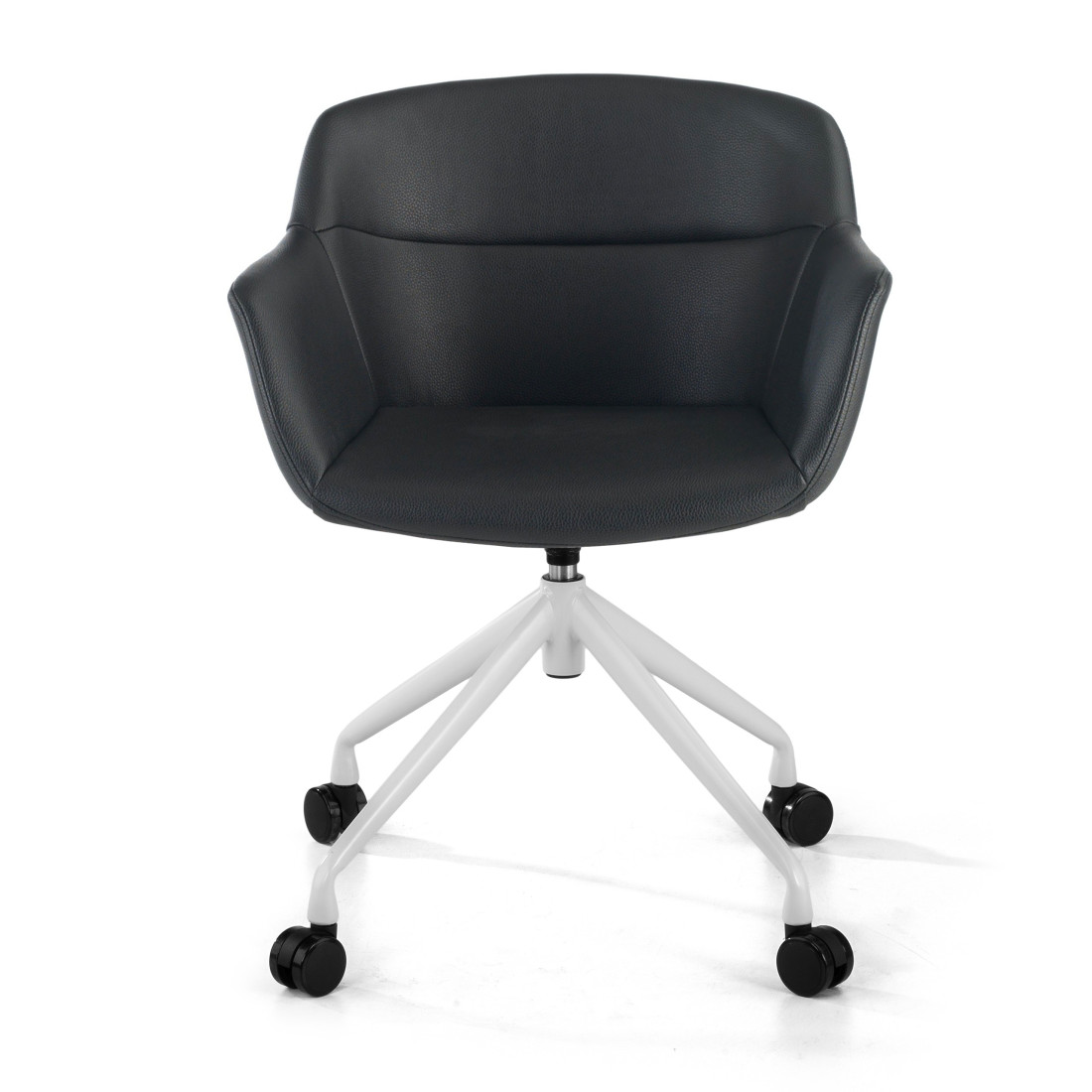 silla confidente negro anne con ruedas piel sintetica 3