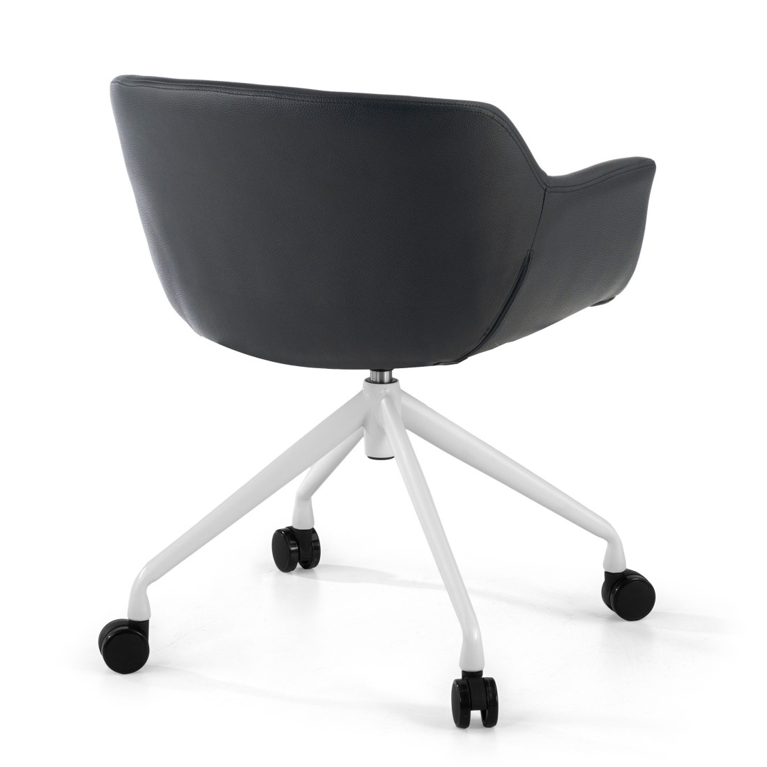 silla confidente negro anne con ruedas piel sintetica 5
