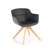 Silla confidente Anne, Patas Madera Asiento Ecopiel - negro