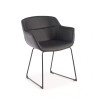 Silla confidente Anne, patín Asiento Ecopiel - NEGRO