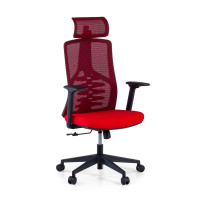 Silla de oficina Tekno, respaldo ergonómico, mecanismo sincronizado - rojo