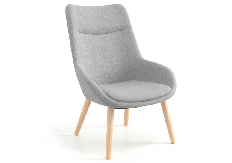 Sillón de Espera Capri, respaldo Alto, base 4 patas madera - Gris