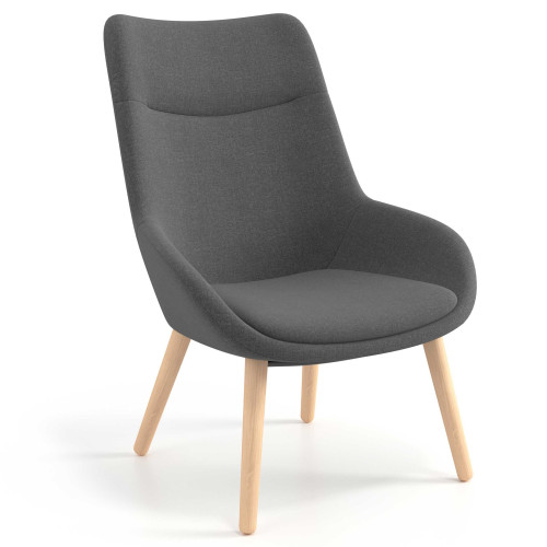 Sillón de Espera Capri, respaldo Alto, base 4 patas madera - Antracita