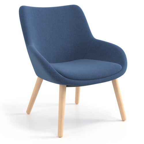 Sillón de Espera Capri, respaldo Medio, base 4 patas madera - AZUL