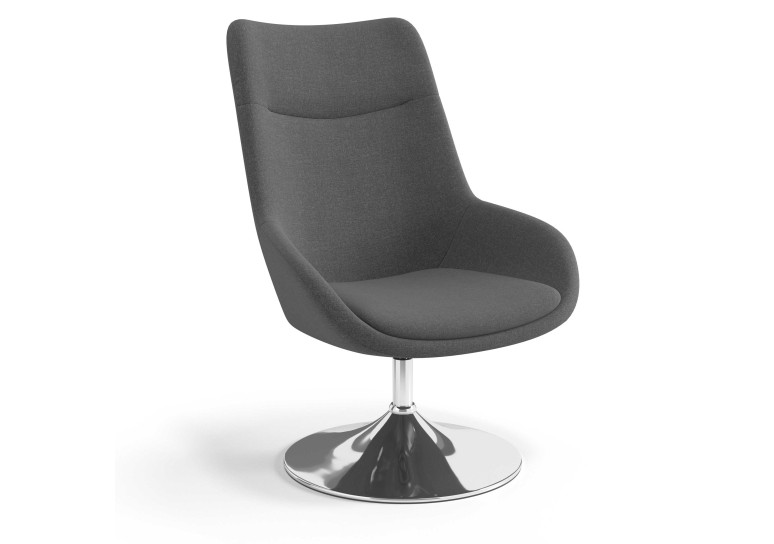 Sillón de Espera Capri, respaldo Alto, base giratoria metal - Antracita