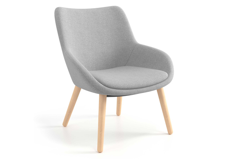 Sillón de Espera Capri, respaldo Medio, base 4 patas madera - Gris
