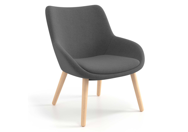 Sillón de Espera Capri, respaldo Medio, base 4 patas madera - Antracita