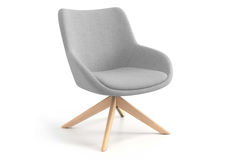 Sillón de Espera Capri, respaldo Medio, base giratoria madera - Gris