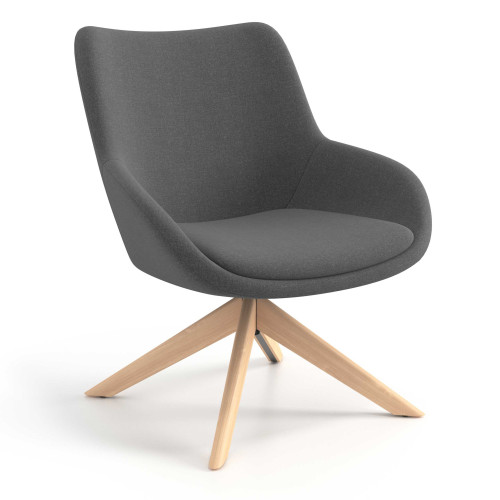 Sillón de Espera Capri, respaldo Medio, base giratoria madera - Antracita