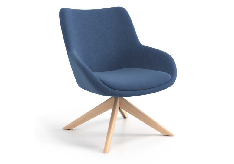 Sillón de Espera Capri, respaldo Medio, base giratoria madera - AZUL