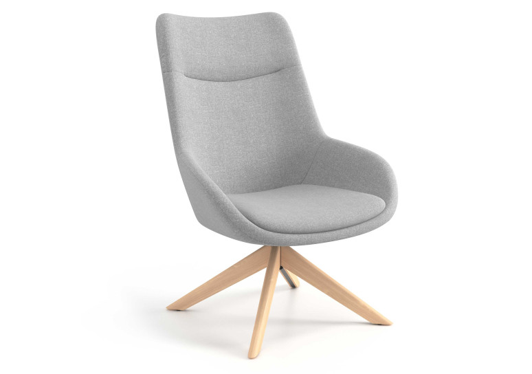 Sillón de Espera Capri, respaldo Alto, base giratoria madera - Gris