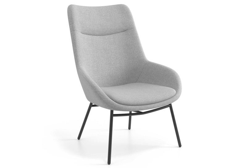 Sillón de Espera Capri, respaldo Alto, base 4 patas metal - Gris