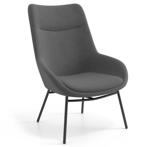 Sillón de Espera Capri, respaldo Alto, base 4 patas metal - Antracita