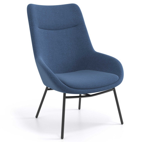 Sillón de Espera Capri, respaldo Alto, base 4 patas metal - AZUL